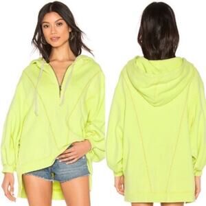 FREE PEOPLE High Road Hooded Pullover In Light Yellow Sweater Jacket Size S